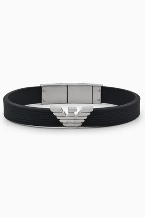 Emporio Armani Armband mit Plakette aus schwarzem Silikon