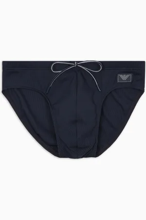 Emporio Armani Satin Label Badeslip aus Pikeegewebe