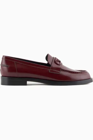 Emporio Armani Mokassins aus gebürstetem Leder mit Adlerplakette
