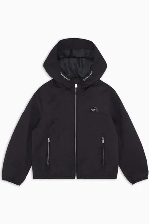 Emporio Armani Blouson aus wasserabweisendem Nylon mit Kapuze und Logoaufnäher