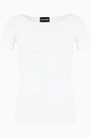 Emporio Armani T-Shirt aus Nylonstretch-Jersey mit Jacquard-Muster