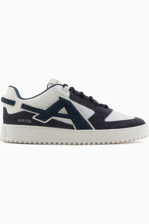 Emporio Armani Sneaker aus Nylon und Veloursleder mit kontrastierendem Maxi-Logo