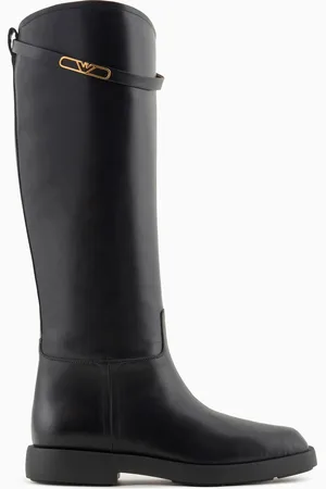 Emporio Armani Lederstiefel mit Icon Logo-Riemen