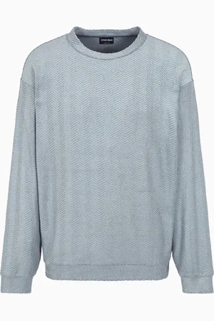Giorgio Armani Sweatshirt mit Rundhalsausschnitt, aus Seide und Baumwolle mit Fischgrat-Muster