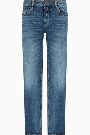 Emporio Armani J76 Straight Fit Jeans aus verwaschenem Denim