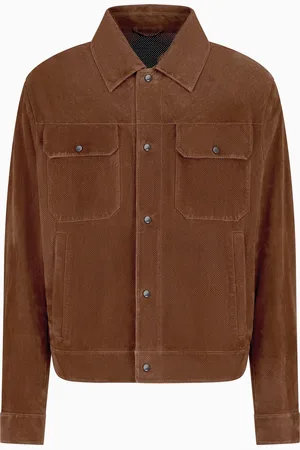 Emporio Armani Icon-Jacke aus mikroperforiertem Ziegen-Veloursleder