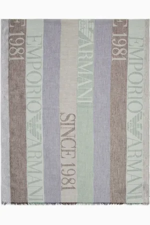 Emporio Armani Stola mit vertikalem Motiv und „Since 1981“-Logo in Jacquard-Stoff-Verarbeitung