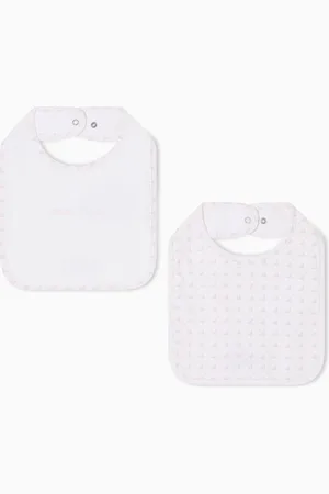 Emporio Armani 2er-Pack Lätzchen aus Jersey mit Logo und Adler im Optical-Muster