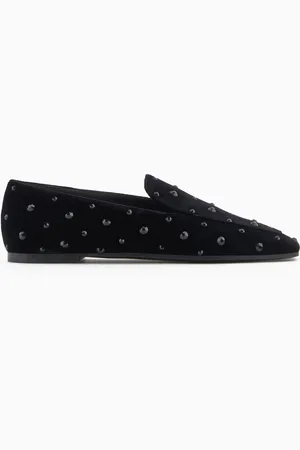 Emporio Armani Samt-Pantolette mit Strass
