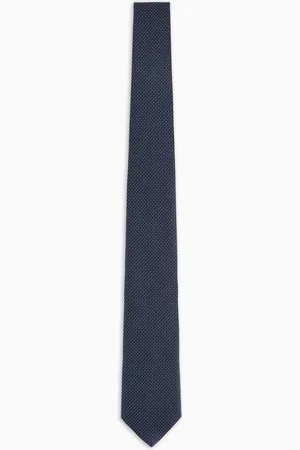 Emporio Armani Krawatte aus reiner Seide mit kleinem Jacquard-Karomuster