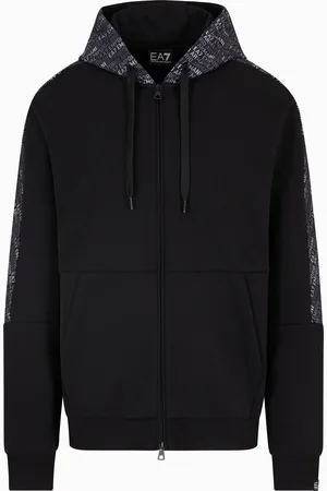 EA7 Logo Series Sweatshirt mit Kapuze aus Baumwollmischgewebe