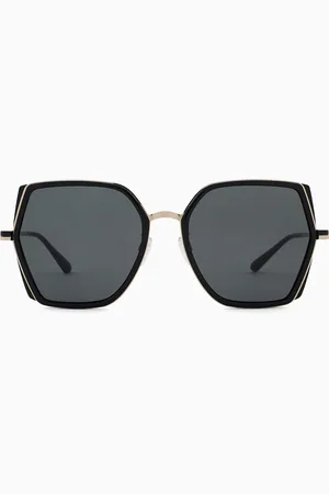 Emporio Armani Eckige Oversize-Sonnenbrille für Damen Asian fit