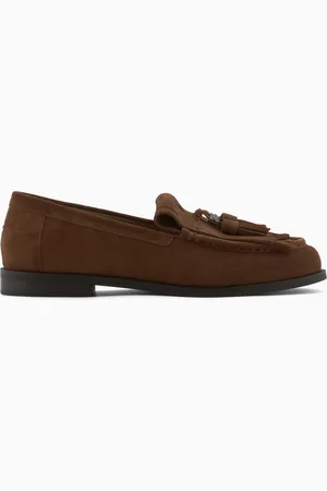Emporio Armani Mokassins aus Spaltleder mit changierendem Effekt und Fransen