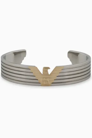 Emporio Armani Zweifarbiges Manschetten-Armband aus Edelstahl