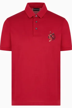Emporio Armani ASV Poloshirt aus einer Jersey-Lyocell-Mischung mit Stickerei