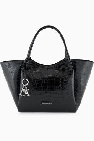Emporio Armani Maxi-Shopper mit Kroko-Print-Finish und Logo-Anhänger