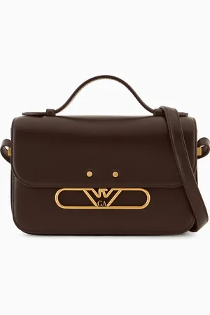 Emporio Armani Umhängetasche aus Glattleder mit Adlerlogo aus Metall