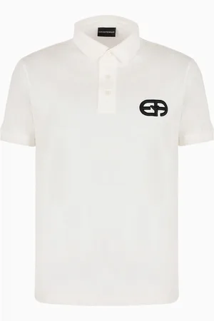 Emporio Armani Poloshirt aus Jersey-Lyocell-Mischung, mit gesticktem EA-Logo in Reliefoptik