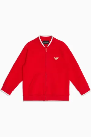 Emporio Armani ASV Sweatshirt mit Reißverschluss, gefertigt aus doppellagigem Jersey mit Mondneujahrs-Stick