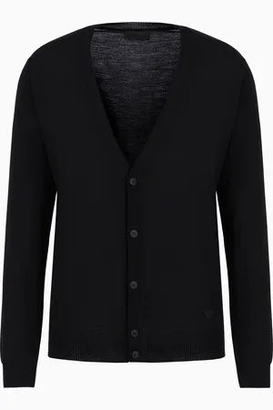 Emporio Armani Cardigan aus reiner Schurwolle mit V-Ausschnitt