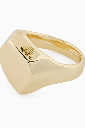 Emporio Armani Ring mit zentralem Punkt aus goldfarbenem Messing