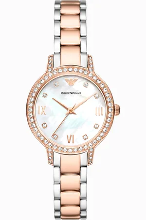 Emporio Armani Dreizeigeruhr mit zweifarbigem Edelstahlarmband