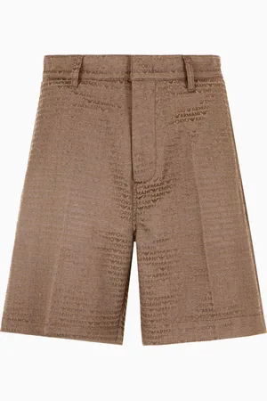 Emporio Armani Bermudashorts aus Jacquard-Stoff mit Allover-Schriftzug