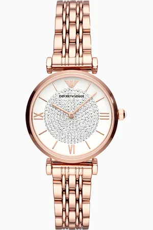 Emporio Armani Damen-Zweizeigeruhr aus roségoldfarbenem Edelstahl