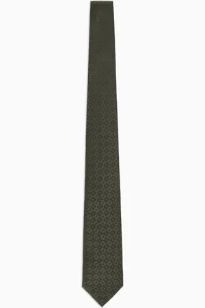 Emporio Armani Krawatte aus reiner Jacquard-Seide mit Adler- und Karomuster