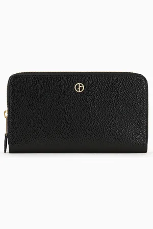 Giorgio Armani Portemonnaie mit Rundum-Reißverschluss la Prima aus Lack mit Reiskorn-Effekt
