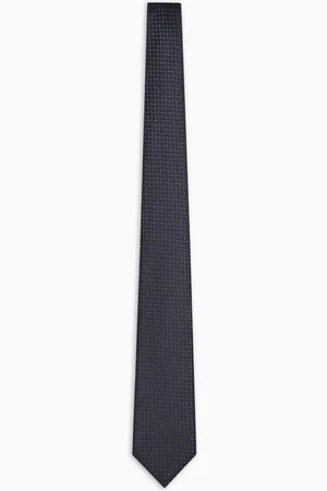 Emporio Armani Krawatte aus Seiden-Mischung mit Fischgratmuster in Jacquard-Stoff-Verarbeitung