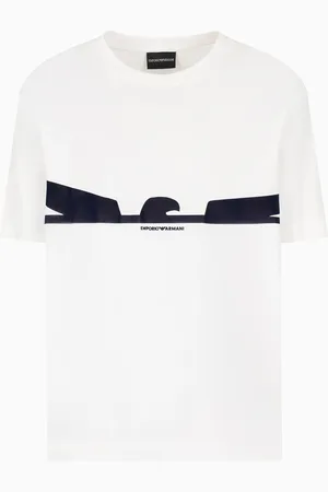 Emporio Armani ASV T-Shirt aus Jersey mit profiliertem Adler-Flock-Print