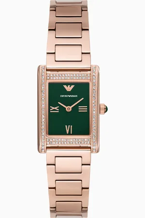 Emporio Armani Rotgoldfarbene Edelstahluhr mit zwei Zeigern