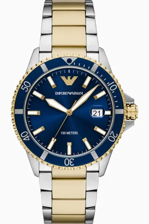 Emporio Armani Zweifarbiger World Explorer Chronograph aus Edelstahl mit drei Zeigern und Datumsanzeige