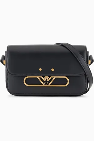 Emporio Armani Umhängetasche aus Glattleder mit Adlerlogo aus Metall