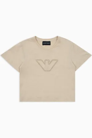 Emporio Armani ASV T-Shirt aus Jersey mit Adler in perforierter Optik