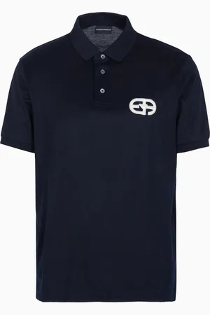 Emporio Armani Poloshirt aus Jersey-Lyocell-Mischung, mit gesticktem EA-Logo in Reliefoptik