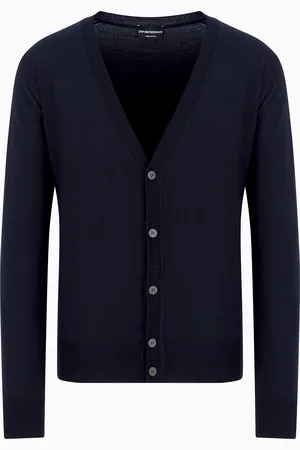 Emporio Armani Cardigan aus reiner Schurwolle mit V-Ausschnitt