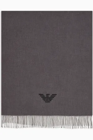Emporio Armani Schal mit Fransen und Adler-Print
