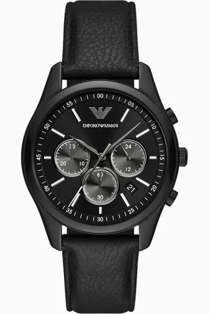 Emporio Armani Chronograph mit schwarzem Lederarmband