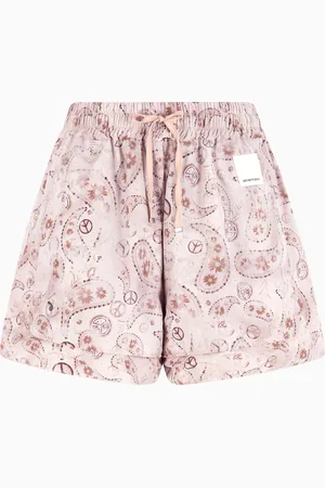 Emporio Armani Shorts aus der Peace ASV Sonderkollektion, gefertigt aus Satin mit Allover-Paisley-Print