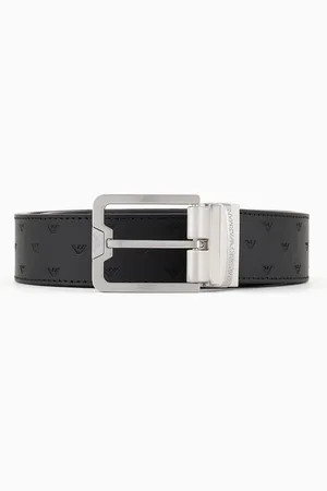 Emporio Armani Wendegürtel aus geprägtem Leder mit Allover-Adler