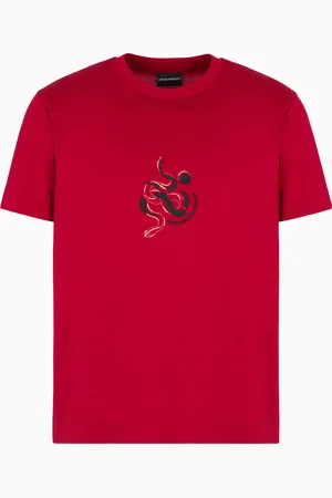 Emporio Armani ASV T-Shirt aus einer Jersey-Lyocell-Mischung mit Stickerei