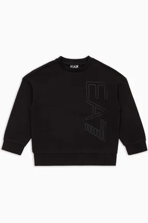 EA7 Logo Series Boy Jersey-Sweatshirt mit Rundhalsausschnitt aus Baumwollstretch