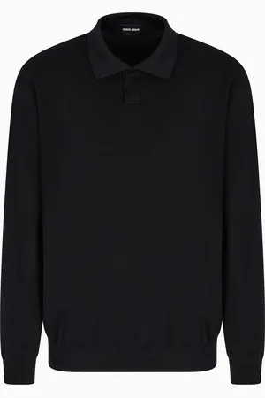 Giorgio Armani Langärmliges Woll-Poloshirt aus Heavy Jersey