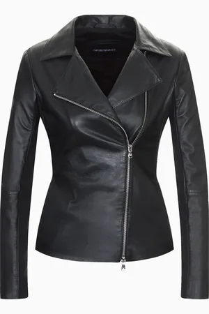 Emporio Armani Jacke aus Semianilin-Lammnappaleder mit Jersey-Einsätzen
