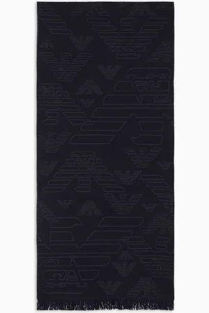 Emporio Armani Schal aus Wolle mit Allover-Jacquard-Adler