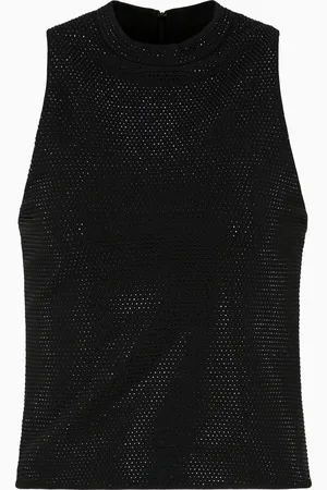 Emporio Armani Top aus Interlock-Jersey mit durchgehenden Mikronieten