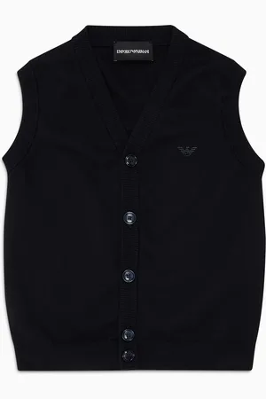 Emporio Armani Weste mit V-Ausschnitt aus Strickgewebe mit Knöpfen