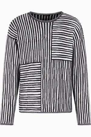 Giorgio Armani Pullover mit Rundhalsausschnitt aus Viskose und Baumwolle in Jacquard-Stoff-Verarbeitung